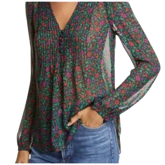Veronica Beard silk sheer floral top - Picture 1 of 8